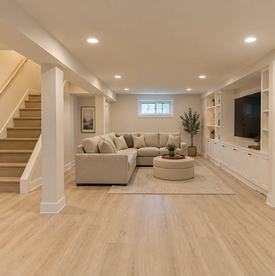 BASEMENT FINISHING: AI-generated proposed renovation